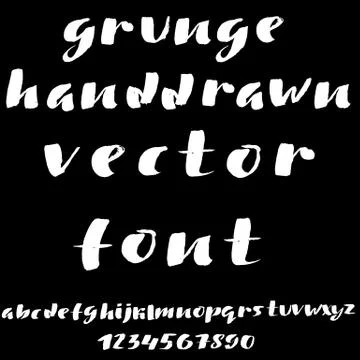 Hand drawn font made by dry brush strokes. Grunge style alphabet Illustrazione stock