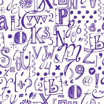 Hand Drawn Font Seamless Pattern Stock Illustration