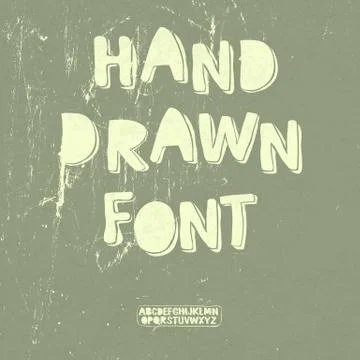 Hand drawn font with shadow. vector Stock Illustration
