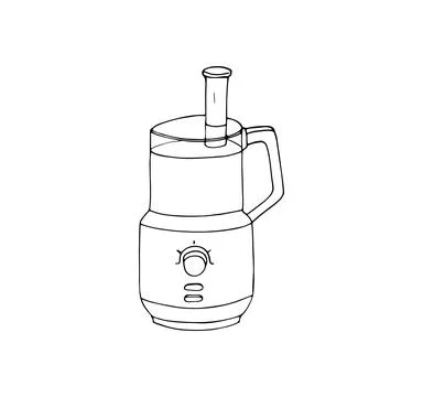 Hand-drawn food processor. Kitchen appliances.  Doodle style vector illustr.. Stock Illustration