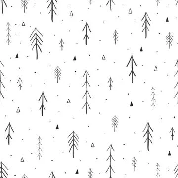 Hand drawn forest seamless pattern Stock Illustration