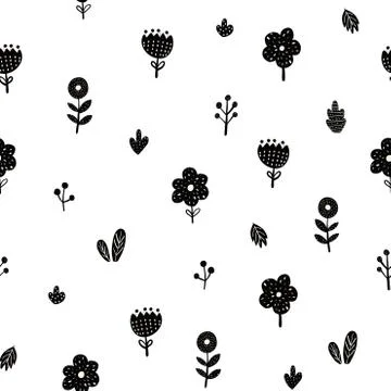 Hand drawn forest seamless pattern Illustrazione stock