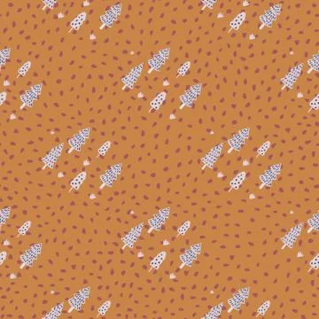 Hand drawn forest seamless pattern with fir tree silhouettes. Little nature o Stock Illustration