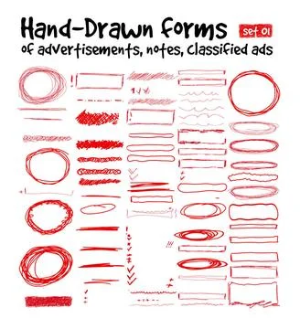 Hand-drawn forms Hand-drawn forms to highlight the advertising and classif... Foto stock
