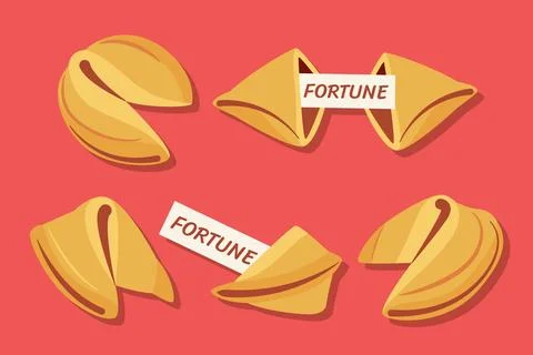 Hand drawn fortune cookie collection Stock Illustration