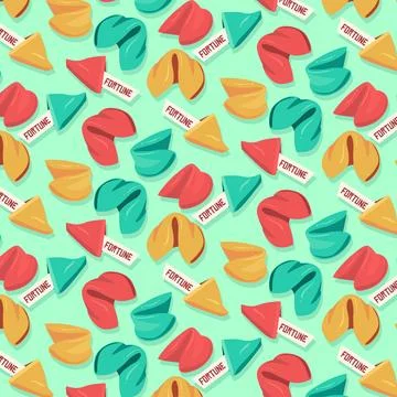 Hand drawn fortune cookie pattern Stock Illustration