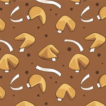 Hand drawn fortune cookie pattern Stock Illustration