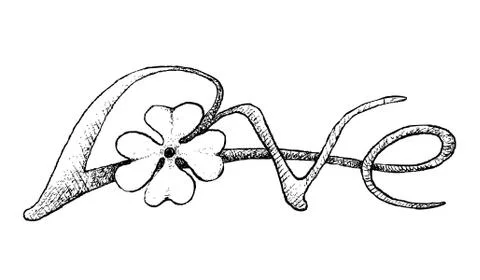 Hand Drawn of Four Leaf Clovers With Love Sign Stock Illustration