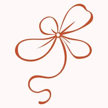 Hand Drawn Four Loop Decorative Bow Ribbon Ilustração Stock