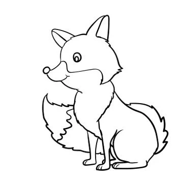 Hand drawn Fox cartoon-Vector Illustration Stock Illustration