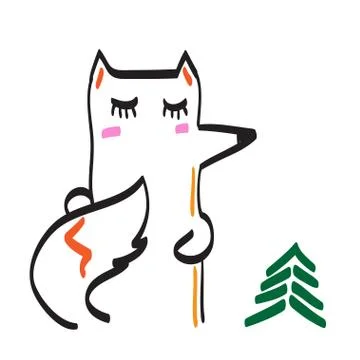 Hand drawn fox vector illustration Stock Illustration