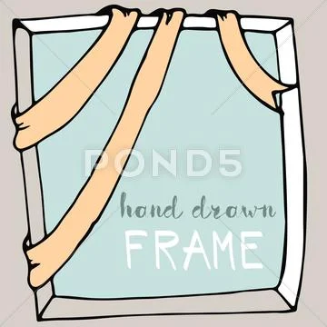 Hand Drawn Frame. Bow And Ribbon Border