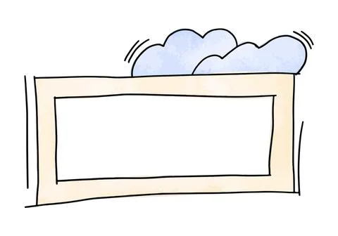 Hand drawn frame with doodle clouds. Vector illustration. 스톡 일러스트