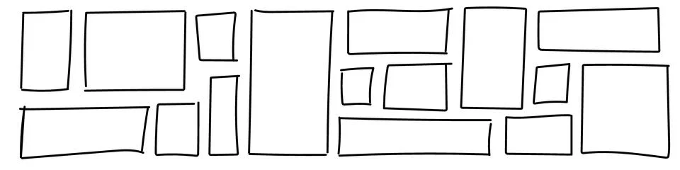 Hand drawn frame featuring square doodle and rectangle sketch. Grunge style b イラスト素材