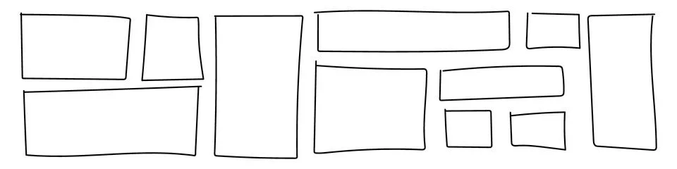 Hand drawn frame featuring square doodle and rectangle sketch. Grunge style b Stock Illustration