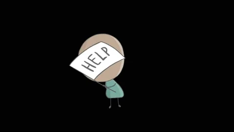 Hand drawn frame by frame animation of a boy waving a flag with text saying help Stock Footage 142656816