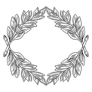 Hand drawn frame of laurel leaves vector isolated illustration Stock Illustration