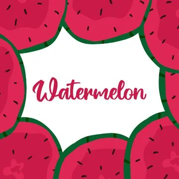 Hand-drawn frame made of watermelon. Stock Illustration