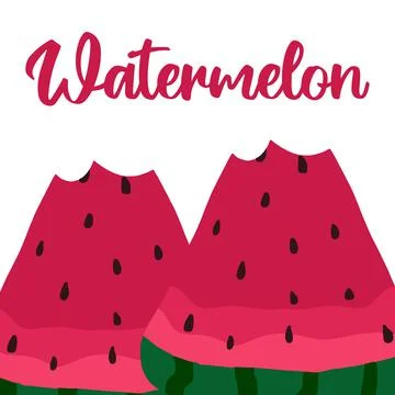 Hand-drawn frame made of watermelon. Stock Illustration