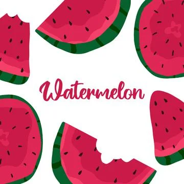 Hand-drawn frame made of watermelon. Stock Illustration