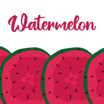 Hand-drawn frame made of watermelon. Stock Illustration