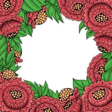 Hand drawn frame  of  peonies Stock Illustration