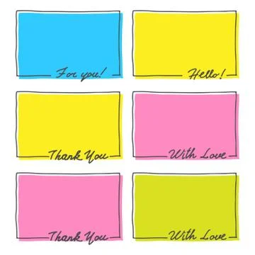 Hand Drawn Frame Set. Thank You, With Love, Hello Stock Illustration