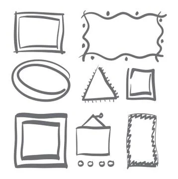 Hand drawn frame set vector icons illustration . Stock-Illustration