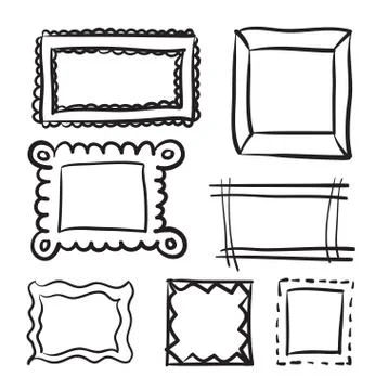 Hand drawn frame set vector icons illustration . Stock Illustration