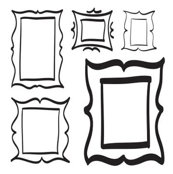Hand drawn frame set vector icons illustration . Stock Illustration