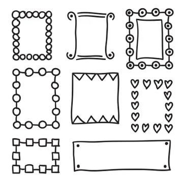 Hand drawn frame set vector icons illustration . Stock Illustration