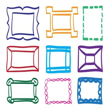 Hand drawn frame set vector icons illustration . Stock Illustration