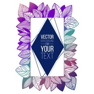 Hand drawn frame template for your text with doodle style gradient leaves Stock-Illustration