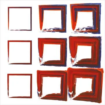 Hand drawn frames. black square shape borders. Set of design elements. Stock Illustration