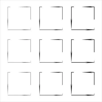 Hand drawn frames. borders set. rectangular shapes. Stock Illustration