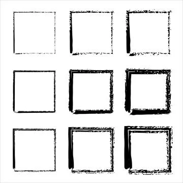 Hand drawn frames. borders set. rectangular shapes. Stock Illustration
