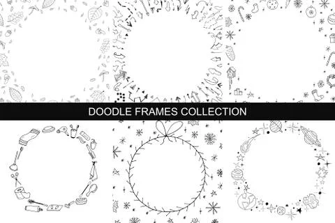 Hand drawn frames collection. Stock Illustration