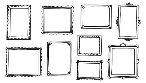 Hand drawn frames. Doodle scribble simple box. Vector empty drawing sketch. Illustrazione stock