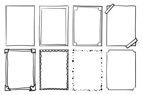 Hand drawn frames. Handdrawn scribble simple box. Vector empty drawing borders. Stock Illustration