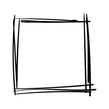 Hand drawn frames. Handdrawn square frame. Vector borders grunge template set. Illustrazione stock
