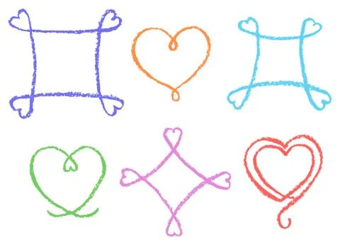 Hand drawn frames with heart shape. Set of funny vector copy space 库存插图