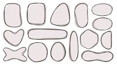 Hand drawn frames. Line round sketch, scribble shape icon or logo, circular.. Stock Illustration