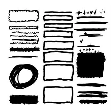 Hand drawn frames, lines and circle collection Stock Illustration