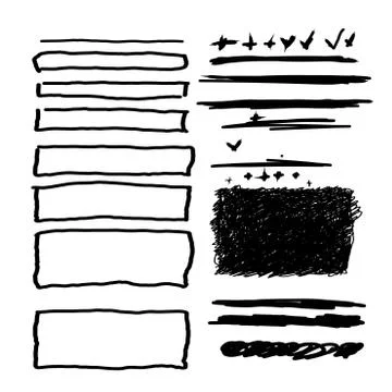 Hand drawn frames, lines and circle collection Stock Illustration