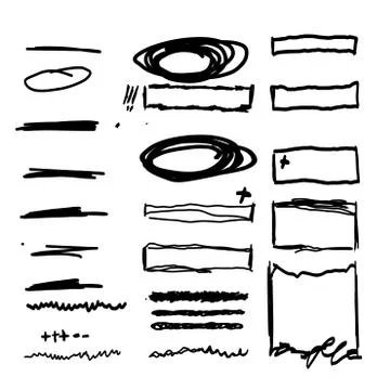 Hand drawn frames, lines and circle collection Stock Illustration