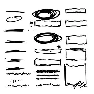 Hand drawn frames, lines and circle collection Vector hand drawn frames, l... Stock Photos