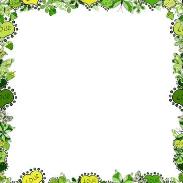 Hand drawn frames. Seamless pattern. Vector. Blank green, black, white square ca Stock Illustration