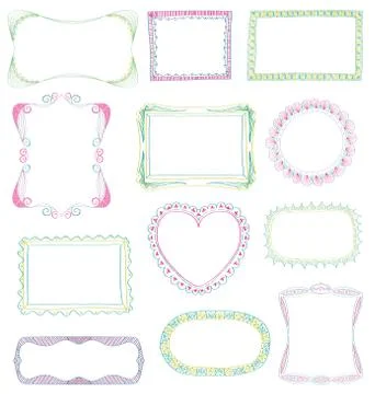 Hand drawn frames set Stockillustratie