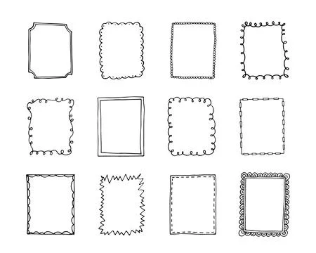 Hand drawn frames. Victorian ornaments photo frames 스톡 일러스트