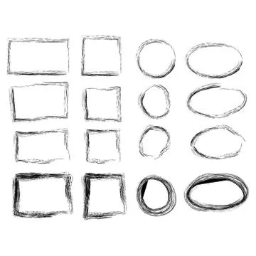 Hand drawn frames. Vintage doodle sketch picture frame doodle labels Stock Illustration